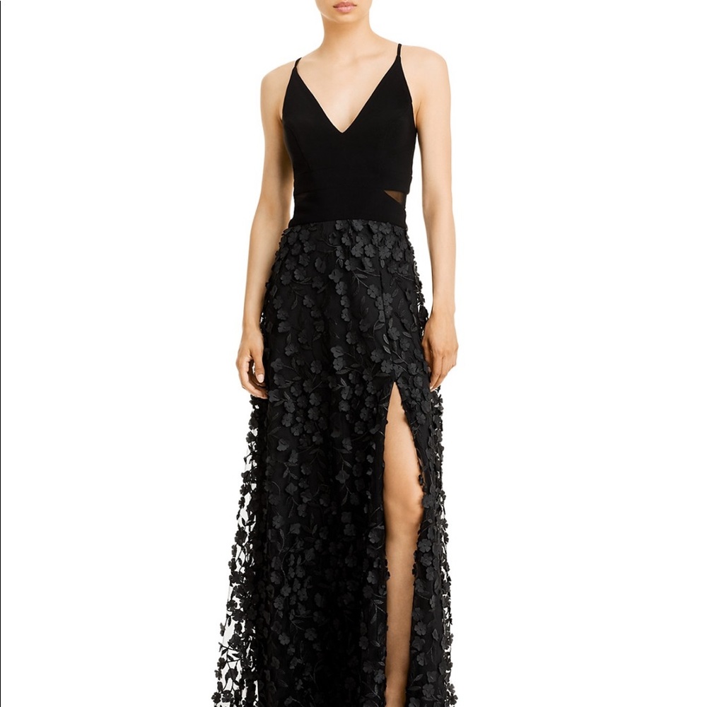floral appliqué gown maxi dress